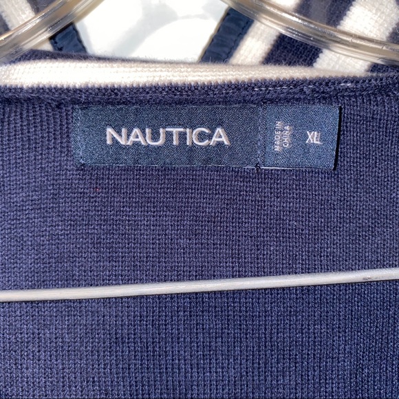 NAUTICA Men’s Navy and White Zip Up Sweater XL - Picture 4 of 5